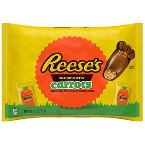 lot 2291 image: Reeses Milk Chocolate & Peanut Butter Creme Carrots Easter Candy Basket Stuffers - 9oz BB 12.26 - Retail $7