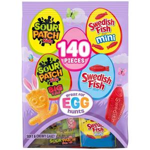 lot 2322 image: BB 8.13.26SOUR PATCH KIDS, Swedish Fish Easter Variety Pack Soft & Chewy Candy - 37.9oz140ct - Retail $16