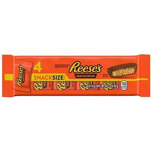 lot 2410 image: 3 packBB12.2026Reeses Milk Chocolate Snack Size Peanut Butter Cups Candy - 2.2oz4ct - Retail $2