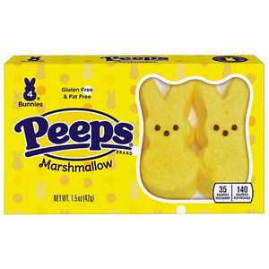lot 2447 image: 3 Packs Peeps  Yellow Marshmallow Bunnies Easter Candy  4ct (1.5oz) BB 3.27 - Retail $54