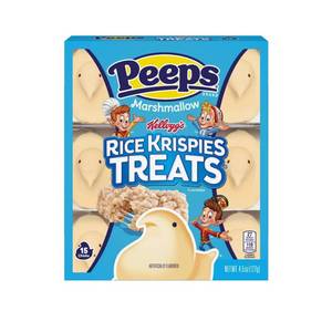 lot 2461 image: 2pk Peeps Easter Rice Krispie Treats Flavored Marshmallow Chicks - 4.5oz 11.26 - Retail $3