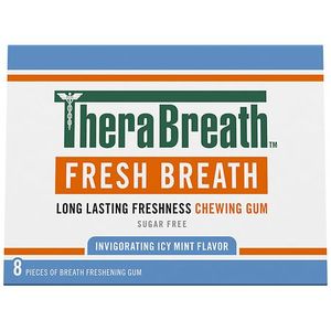 lot 2706 image: TheraBreath Fresh Breath Chewing Gum for Adults  Icy Mint Flavor  Sugar-Free with Xylitol  3 Pack BB 6.28