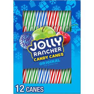 lot 2758 image: Jolly Rancher Fruit Flavored Candy Cane Christmas Box - 5.28oz12ct BB 2.27