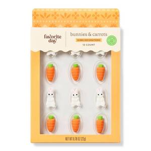 lot 3006 image: 3pk BB 9.18.27Easter Spring Bunnies and Carrots Icing Decorations - 0.78oz12ct - Favorite Day