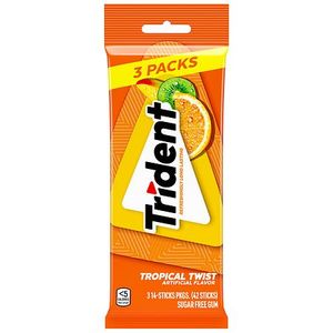 lot 3054 image: Trident Tropical Twist Chewing Gums - 2.816oz3pk BB 5726