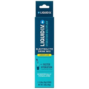 lot 3115 image: Liquid I.V. Hydration Multiplier Vegan Powder Electrolyte Supplements - Lemon Lime - 0.56oz each3ct BB 52326
