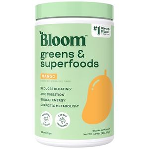 lot 3242 image: BLOOM NUTRITION Greens and Superfoods Powder - Mango - 4.99oz - 25 Servings BB 10.25