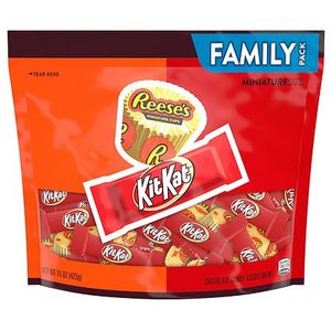 lot 3307 image: Kit Kat and Reeses Miniatures Assorted Milk Chocolate Candy - 15oz BB 5.26