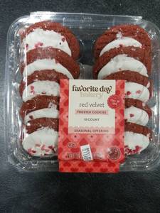 lot 3695 image: Favorite Day Bakery Red Velvet Frosted Cookies BB 11.8.26