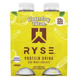 lot 3729 image: RYSE Ready To Drink Protein Country Time Protein Powder Liquid - Lemonade - Whey - 22g Protein - 4pk BB 12.12.27