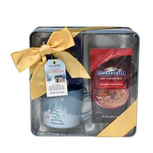 lot 3737 image: MODERN GOURMET FOODS Seasonal Christmas Hot Beverage Tin with Ghiradelli - 1.85oz BB 3.31.26