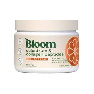 lot 3792 image: BLOOM NUTRITION Colostrum & Collagen Peptides Powder - Orange Cream - 4.23oz25 Servings EXP 10.26