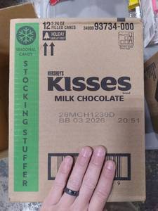 lot 4170 image: Hershey Kisses Milk Chocolate 12 Pack 2.24oz Filled Canes