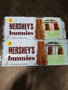 lot 4193 image: 2pk Hersheys Milk Chocolate Bunnies 6ct