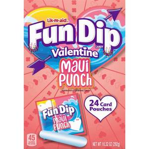 lot 4502 image: 2pk LIK-M-AID Valentines Classroom Exchange Fun Dip Maui Punch Candy Carton - 10.32oz24ct