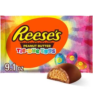 lot 4544 image: 3pk Reeses Easter Peanut Butter Tie Dye Eggs Bag - 9.1oz