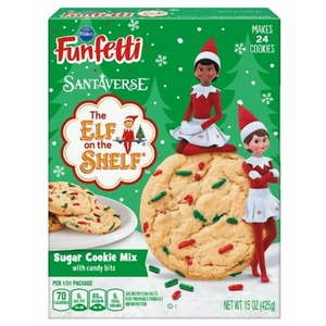 lot 4637 image: 2pk Pillsbury Funfetti Santaverse Elf On Shelf Sugar Cookie Mix  15 oz Box
