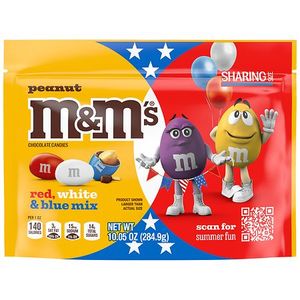 lot 4656 image: M&Ms Peanut Red White Blue Mix Chocolate Candies - 10.05oz