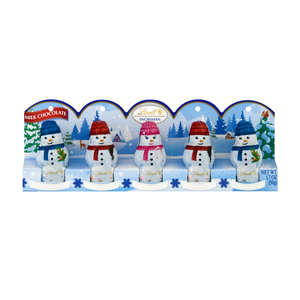 lot 4715 image: 3pk Lindt MILK CHOCOLATE SNOWMAN 5ct