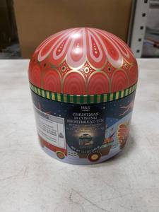 lot 4753 image: M&S Food Christmas Is Coming Shortbread Tin 12.3oz w Light and Music Box