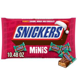 lot 4818 image: 2pk Snickers Christmas Minis Chocolate Candy Assortment - 10.48oz