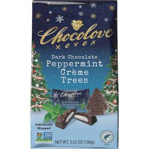 lot 4845 image: 2pk Chocolove Peppermint Creme Trees Christmas Candy - 3.5oz