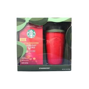 lot 4908 image: Starbucks Stainless Steel Mug with Holiday Blend Medium Roast Coffee Gift Set - 2.5oz2pc