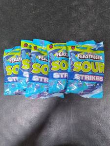 lot 5013 image: 5PK Feastables Sour Strikes Gummy Candies - Blue Raspberry - 7.5oz