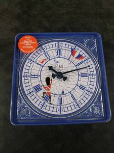 lot 5051 image: M&S Food Orange Flavored Jaffa Cakes w Chocolate Topping 13.2oz with Working Clock Tin