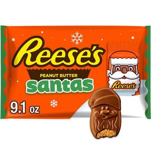 lot 5095 image: 2PK Reeses Christmas Milk Chocolate Peanut Butter Creme Santas Candy - 9.1oz