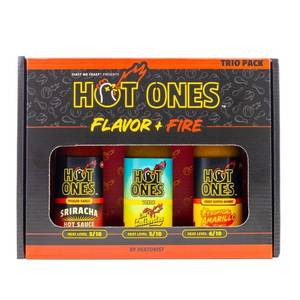 lot 5198 image: Hot Ones Flavor  Fire Hot Sauce Trio Pack Gift Set - 15oz3ct Sell By 8.7.27