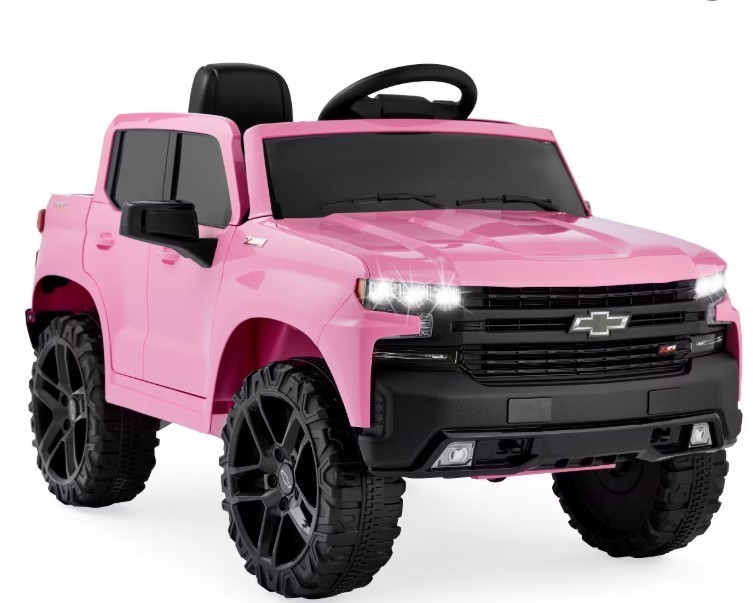 lot 1535 image: Best Choice Products 12V 2.5 MPH Licensed Chevrolet Silverado Ride On Truck Car Toy w Parent Remote Control - Pink - Retail $386
