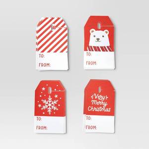 lot 3994 image: 12ct Christmas Gift Tags RedWhite - Wondershop