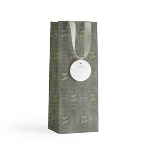 lot 3995 image: Minted Foil Print Happy Holidays Wine and Spirits Gift Bag Green