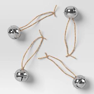 lot 3997 image: 4ct Christmas Jingle Bell Christmas Ornament Set Shinny Silver - Wondershop