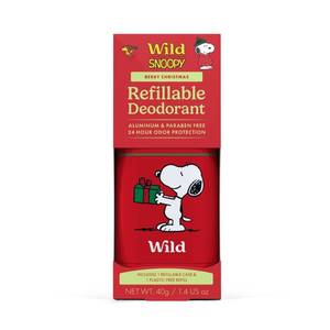 lot 4009 image: Wild Cosmetics Red Snoopy Christmas Case & Berry Christmas Deodorant Refills - 1.4oz