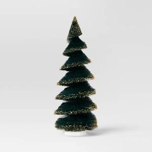lot 4058 image: 16in Christmas Spiral Sisal Tree Deep GreenGold Glitter - Wondershop