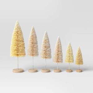 lot 4062 image: 6ct Sisal Bottle Brush Tree Christmas Figurine Set White Neutral - Wondershop