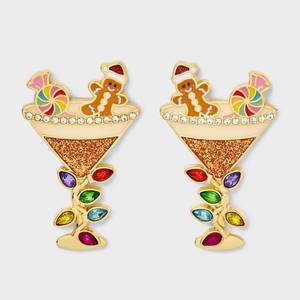 lot 4075 image: SUGARFIX by BaubleBar A Festive Serve Earrings - Brown