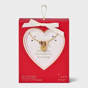 lot 4076 image: 14K Gold Dipped Cubic Zirconia Rondelle Heart Necklace - A New Day GoldPink