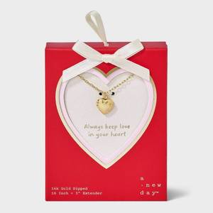 lot 4078 image: 14K Gold Dipped Valentines Heart Locket Pendant Necklace - A New Day Gold