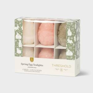 lot 4080 image: 6pc Easter Egg Figural Tealight Candle Set - Threshold