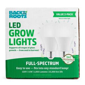 lot 4107 image: Back to the Roots 2pk 10w LED Grow Light Bulb White