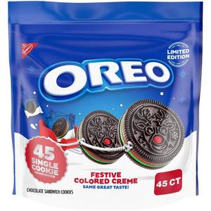 lot 5262 image: Oreo Red and Green Festive Jumbo Bag Limited Edition Christmas Cookies - 22.95oz45ct