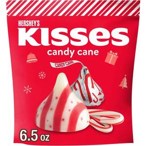 lot 5472 image: 2pk HERSHEYS KISSES Christmas Chocolate Candy Cane Stand Up Pouch - 6.5oz