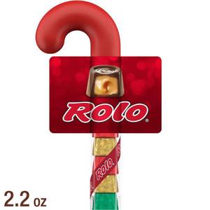 lot 5671 image: 2pk Chocolate Caramels Christmas Candy Filled Plastic Cane - 2.2oz