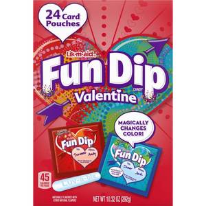 lot 5741 image: LIK-M-AID Valentines Classroom Exchange Fun Dip Carton Candies - 10.32oz24ct