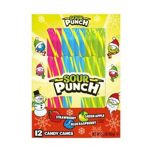 lot 5773 image: 2pk Sour Punch Christmas Candy Canes - 5.3oz  12ct