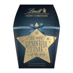 lot 5778 image: 2pk Lindt Calligraphy Christmas Candy Gift Box - 5oz