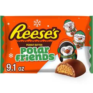 lot 5979 image: Reeses Polar Friends Laydown Christmas Candy Chocolate Bag - 9.1oz